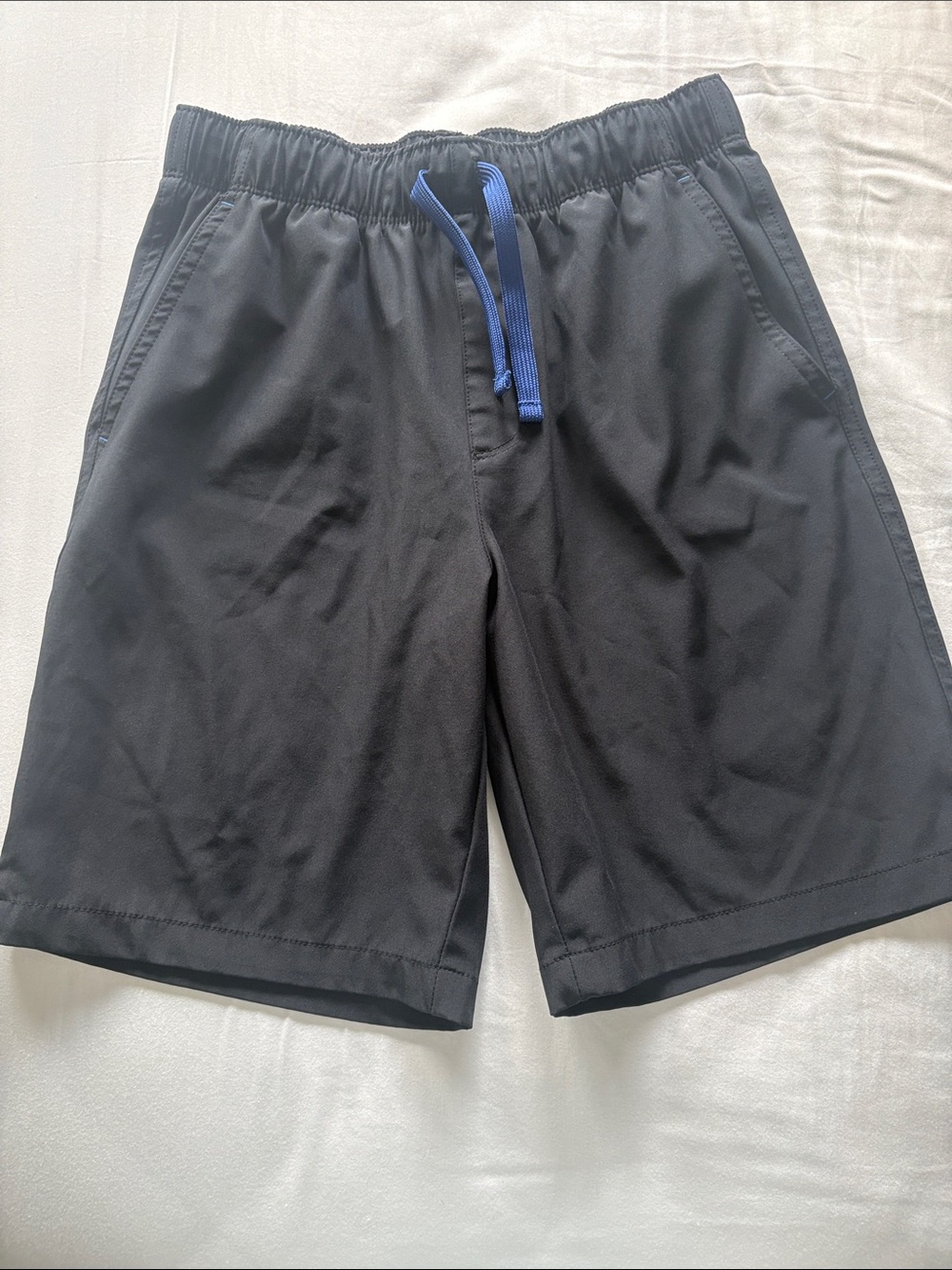 Primary Black Athletic Shorts with Blue Drawstring